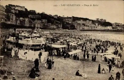 Ak Donostia San Sebastián Baskenland, Strand von Banos