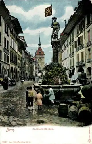 Ak Bern Stadt Schweiz, Schützenbrunnen