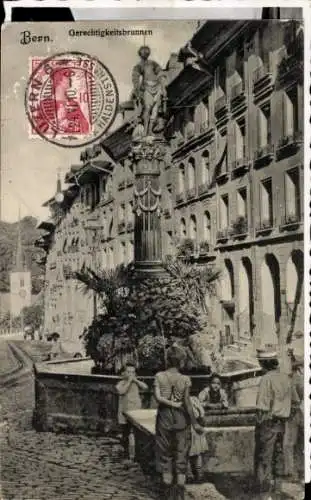 Ak Bern Stadt Schweiz, Gerechtigkeitsbrunnen