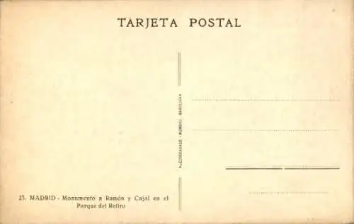 Ak Madrid Spanien, Denkmal für Ramon y Cajal im Retiro-Park