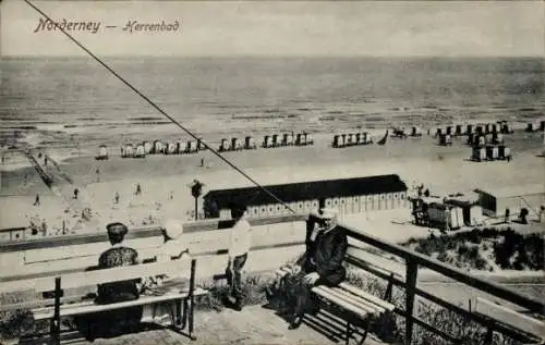 Ak Nordseebad Norderney Ostfriesland, Strand, Herrenbad