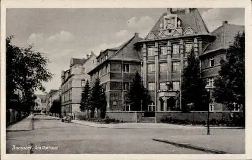 Ak Borsdorf in Sachsen, Am Rathaus, Kasse, Straßenansicht, Auto