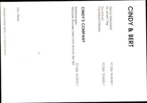 Ak Musikgruppe Cindy und Bert, Portrait, Autogramme