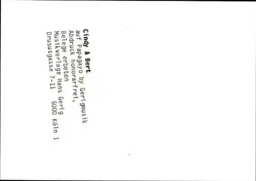 Ak Musikgruppe Cindy und Bert, Portrait, Autogramme