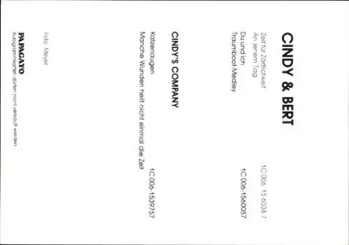 Ak Musikgruppe Cindy und Bert, Portrait, Autogramme