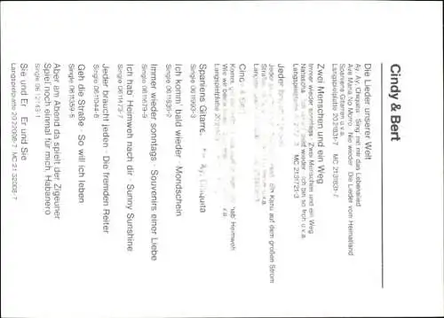 Ak Musikgruppe Cindy und Bert, Portrait, Autogramme