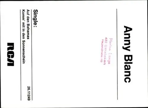 Ak Sängerin Anny Blanc, Portrait, Autogramm