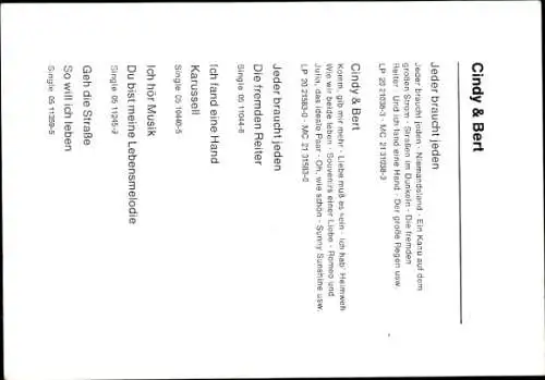 Ak Sänger Cindy und Bert, Autogramme