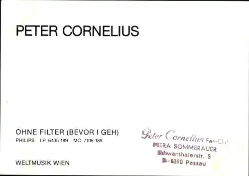 Ak Sänger Peter Cornelius, Portrait, Autogramm