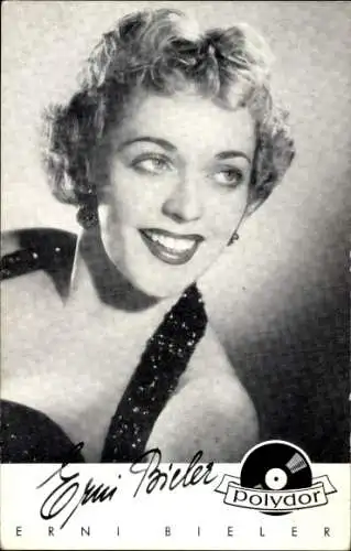Ak Sängerin Erni Bieler, Die dunkelroten Rosen, Portrait, Autogramm