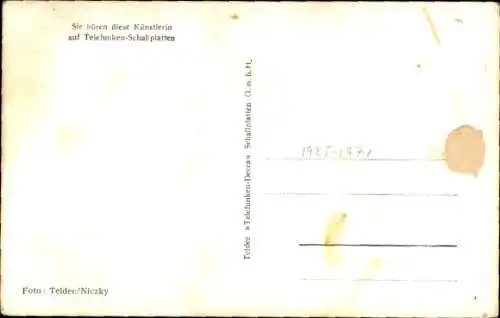 Ak Sänger Gitta Lind, Portrait, Autogramm