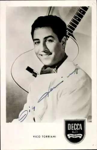 Ak Schauspieler und Sänger Vico Torriani, Portrait, Decca-Schallplatten, Autogramm
