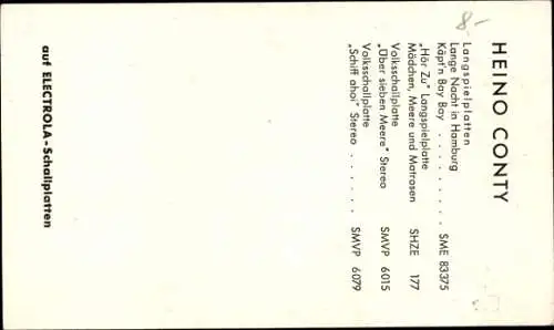 Ak Sänger Heino Conty, Portrait, Autogramm