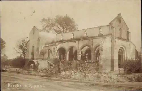 Foto Ak Ripont Marne, Zerstörte Kirche