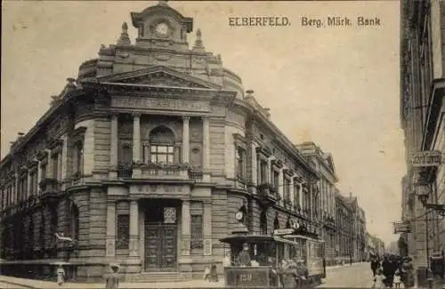 Ak Elberfeld Wuppertal, Bergisch Märkische Bank, Straßenbahn