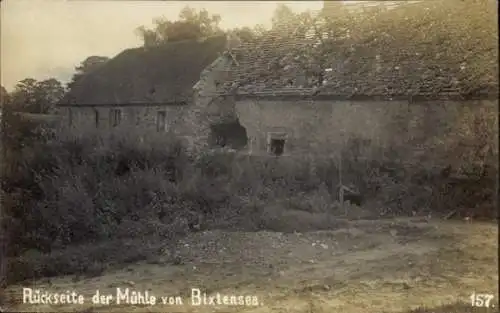 Foto Ak Ahlefeld Bistensee in Schleswig Holstein, Zerstörte Mühle, Rückseite