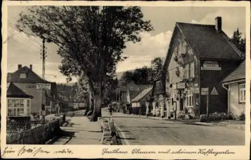 Ak Schierke Wernigerode im Harz, Gasthaus Clausen mit schönem Kaffeegarten