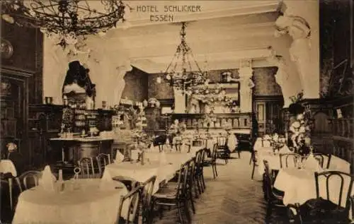 Ak Essen im Ruhrgebiet, Innenansicht vom Hotel Schlicker, Restaurant