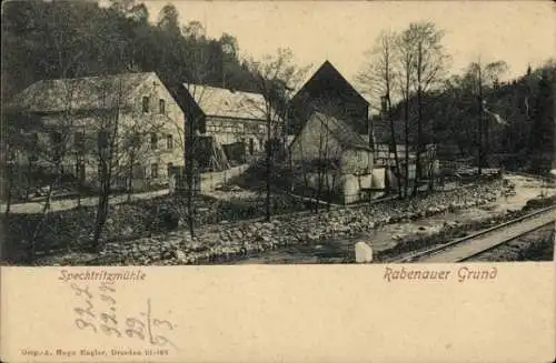 Ak Rabenau im Erzgebirge, Rabenauer Grund, Spechtritzmühle