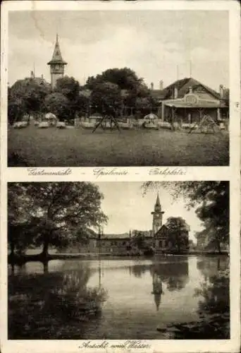 Ak Ernsee Gera in Thüringen, Waldschlösschen, Garten, Spielwiese