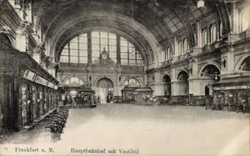 Ak Frankfurt am Main, Hauptbahnhof, Vestibül, Schalterhalle