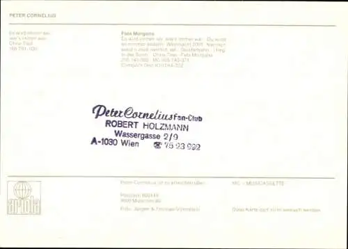 Ak Sänger Peter Cornelius, Portrait, Autogramm