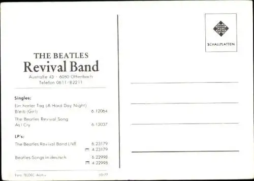 Ak Musikgruppe Beatles Revival Band, Gruppenfoto, Autogramme