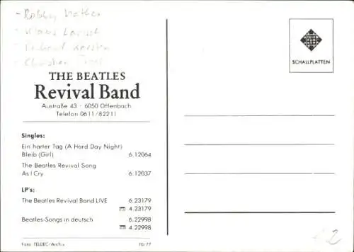 Ak Musikgruppe Beatles Revival Band, Gruppenfoto, Autogramme