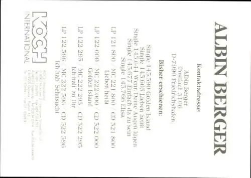 Ak Sänger Albin Berger, Portrait, Autogramme