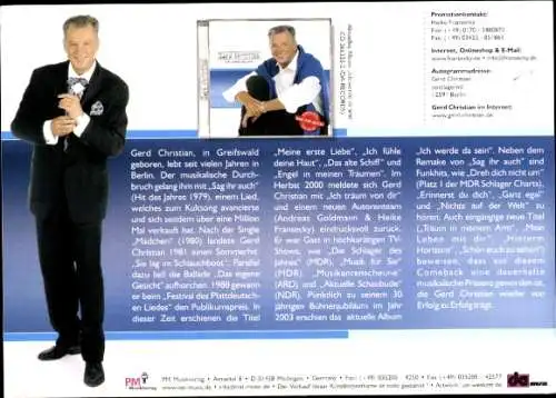 Ak Sänger Gerd Christian, Portrait, Autogramm
