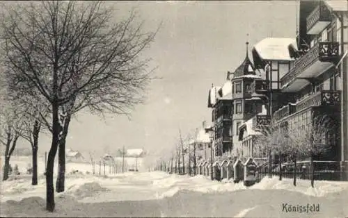 Ak Königsfeld im Schwarzwald Baden, Straße im Winter