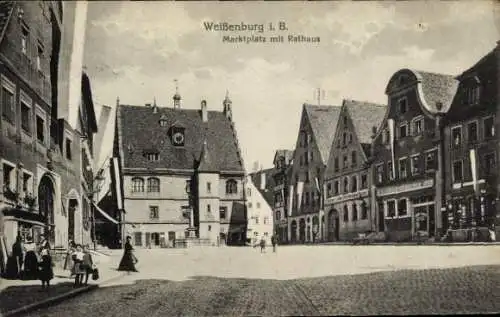 Ak Weißenburg am Sand Mittelfranken Bayern, Marktplatz, Rathaus