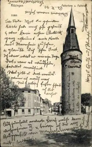 Ak Kitzingen in Mainfranken Bayern, Falterturm, Falterstraße