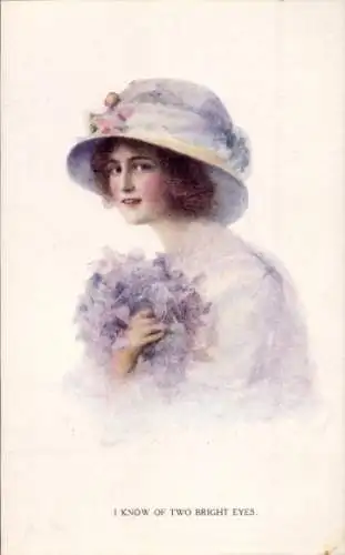 Künstler Ak Horwitz, Helena, Portrait einer jungen Frau, Hut, Blumen