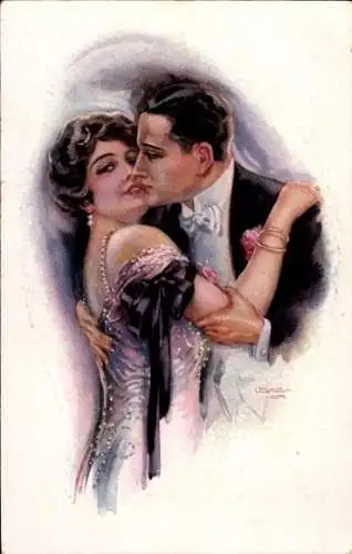 Künstler Ak Usabal, Luis, Liebespaar, Umarmung, Kuss, ERKAL 357/6