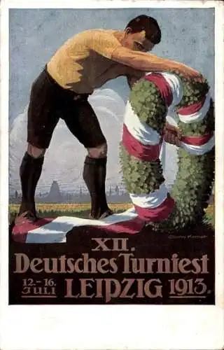 Künstler Ak Krasselt, G., Leipzig, XII. Deutsches Turnfest 1913, Festkranz