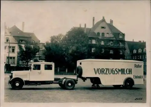 Foto Lastkraftwagen Magirus Diesel mit Anhänger, Vorzugsmilch, Ruther Edelmilch