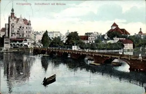 Ak Kaliningrad Königsberg Ostpreußen, Schlossteich, Brücke