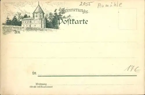 Litho Friedrichsruh Aumühle in Lauenburg, Fürst Otto von Bismarck, Schloss, Mausoleum