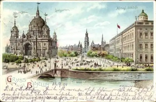 Litho Berlin Mitte, Neuer Dom, Lustgarten, Königliches Schloss