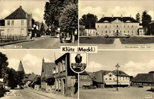 Ak Klütz Mecklenburg, Markt, Feierabendheim Clara Zetkin, Wismarsche Straße