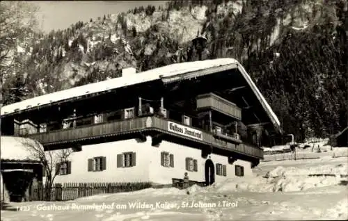 Ak St. Johann Tirol Österreich, Gasthaus Rummlerhof am Wilden Kaiser, Winter
