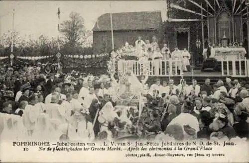 Ak Poperinghe Poperinge Westflandern, Jubelfeesten van O L. V. van St. Jan, Groote Markt