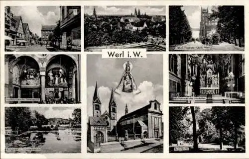 Ak Werl in Westfalen, Gnadenbild, Wallfahrtskirche, Seitenansicht, Innenansicht