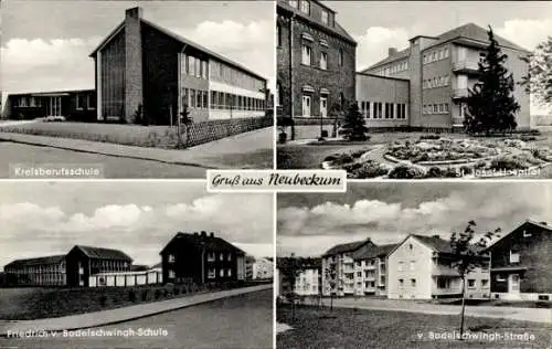 Ak Neubeckum Beckum in Westfalen, Berufsschule, St. Josef Hospital, Bodelschwinghschule