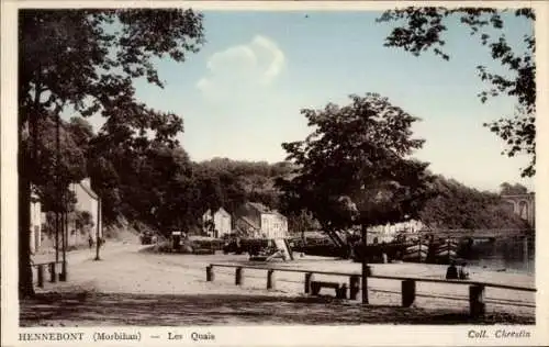 Ak Hennebont Morbihan, Les Quais, Hafenpartie im Ort