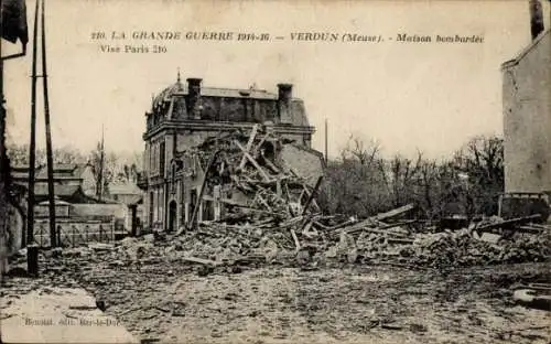 Ak Verdun Meuse, Der Große Krieg 1914-16, Zerbombtes Haus