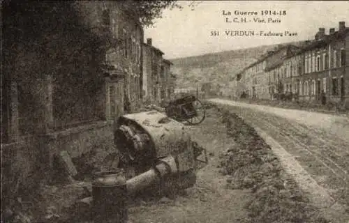 Ak Verdun Meuse, Der Große Krieg 1914-18, Faubourg Pave, Ruinen