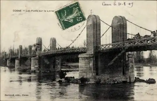 Ak Cosne Nièvre, Les Ponts sur la Loire