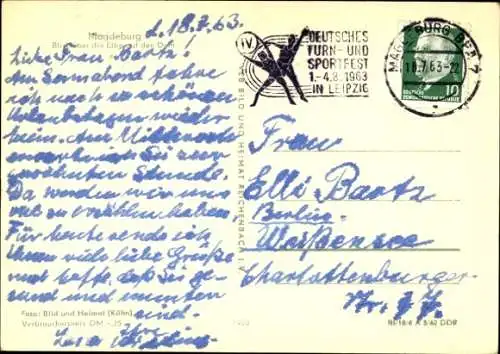 Ak Magdeburg an der Elbe, Dom, Schlepper mit Lastkähnen, Schleppzug